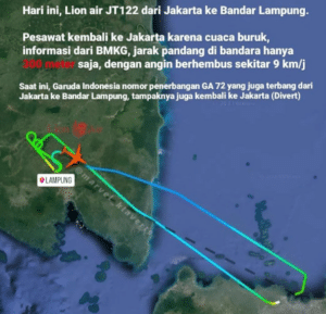 Pesawat Lion Air JT 122 gagal mendarat di Bandara Radin Inten II